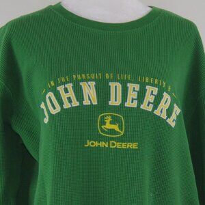John Deere Men's Green Long-Sleeve Waffle Knit Shirt Size M (C1839)
